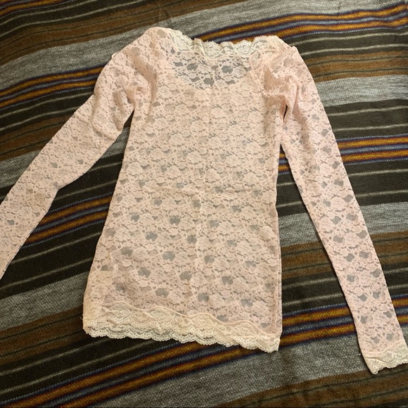 Free People pink stretchy lace top - Picture 3 of 4